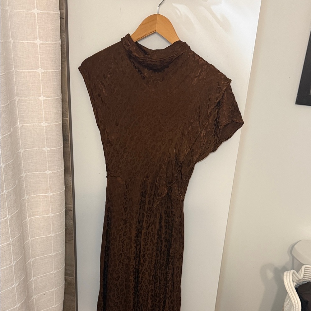 Topshop One Shoulder Brown Dress